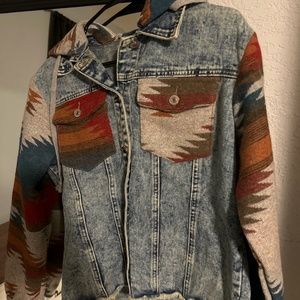 Aztec print denim jacket